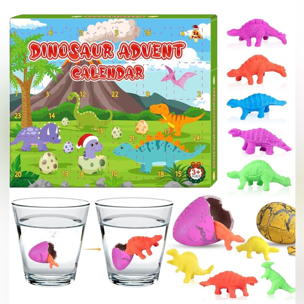 Kids Dino Advent Calendar 24 Surprise Egg w/ Mini Dino Toy NEW